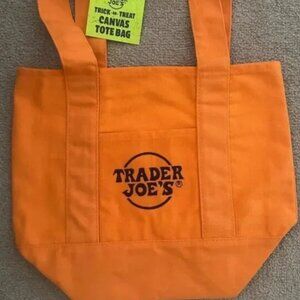 Trader Joe's Limited Edition Halloween Orange Canvas Mini Tote Bag NWT